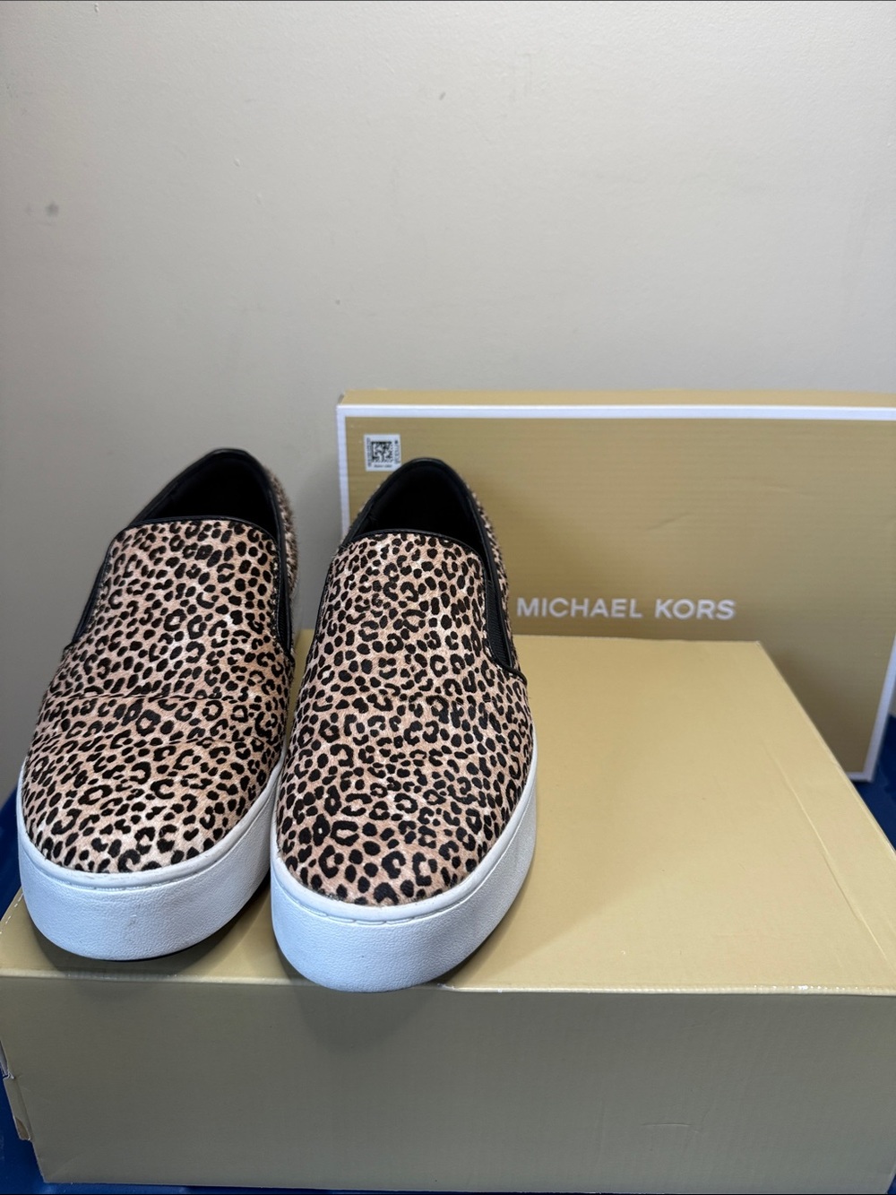 Michael Kors Women’s Leopard Print Slip-On Loafers - Tan/Black